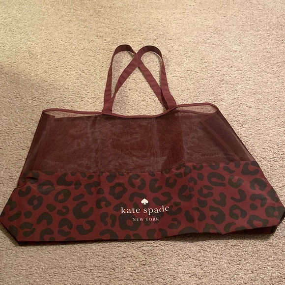 kate spade Handbags - Kate Spade Large Mesh Tote Bag Purple Leopard Blackberry Preserve NWT